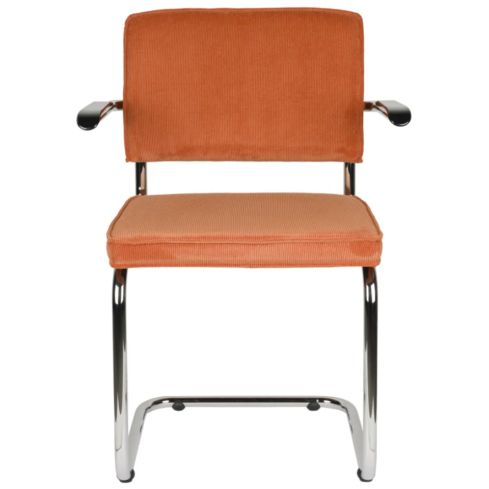 Zuiver Ridge Rib eetkamerstoel met armleuningen oranje, foto 3