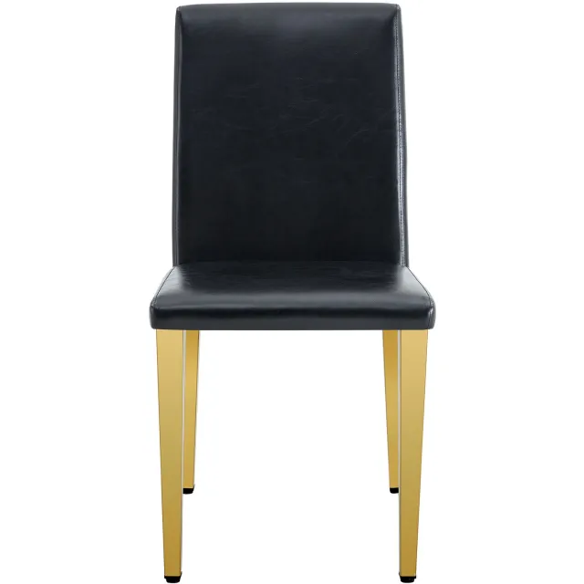 SONNENH Eetkamerstoelen set van 2 met zwart kunstleer en goudkleurige metalen poten - 90 cm hoog Zwart en goudkleurig