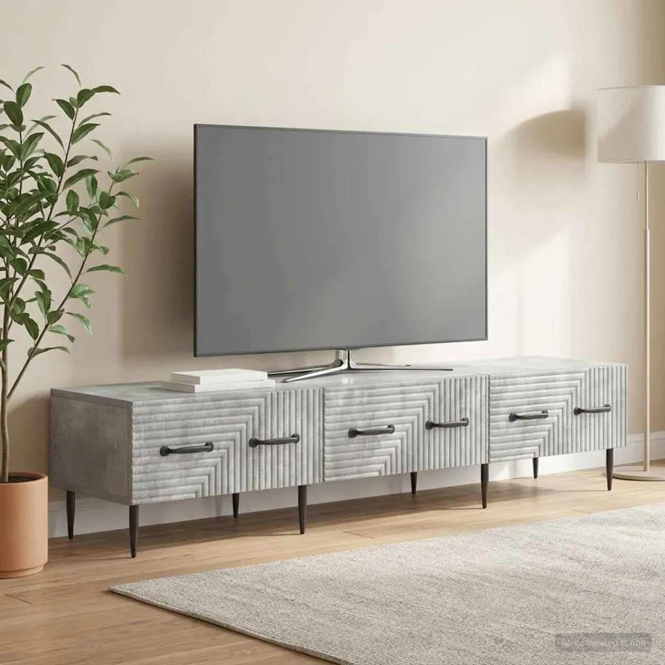 vidaXL TV-kast met lade Betongrijs 147 x 34,5 x 30 cm Bewerkt hout grijs, foto 4