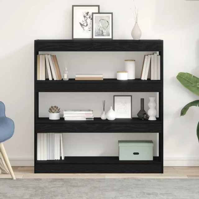 vidaXL Boekenkast 3-laags 100 x 30 x 103 cm Bewerkt hout Zwart Eiken, foto 2