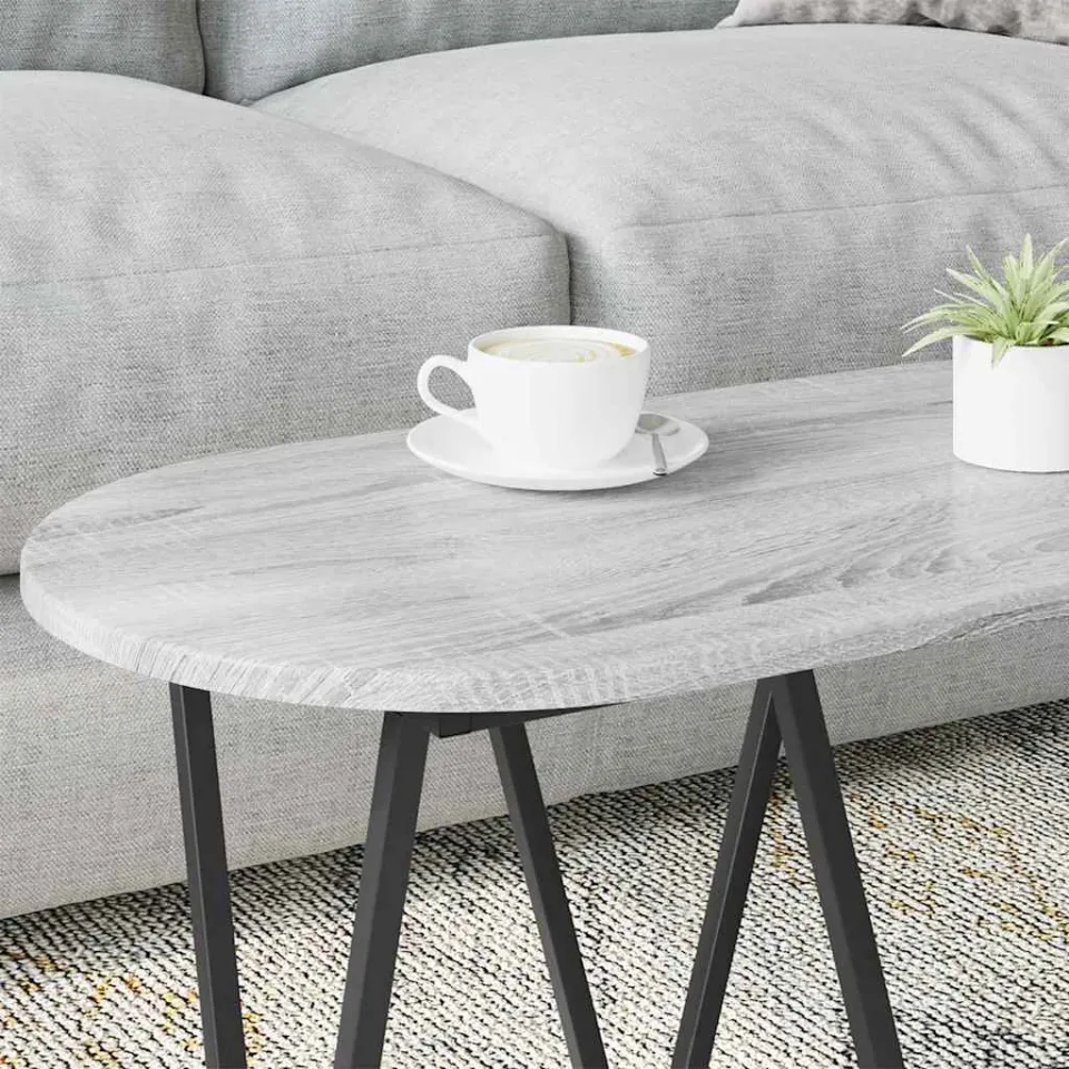 vidaXL Salontafel Grijs 80 x 40 x 40.5 cm Bewerkt hout en metaal, foto 4