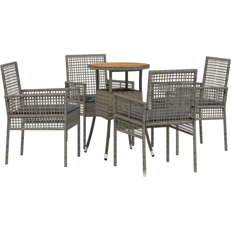 vidaXL Tuin eettafelset 5 st Grijs poly rattan, foto 3