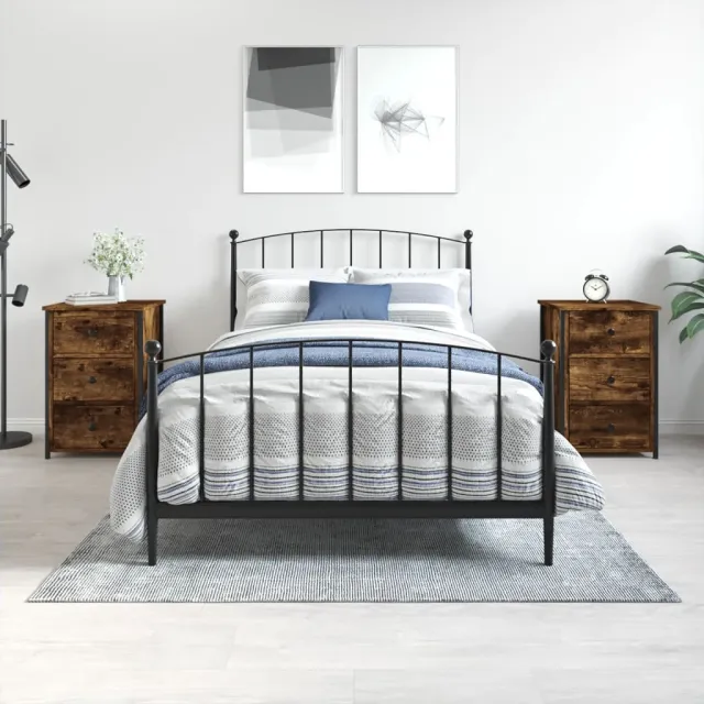 vidaXL Nachtkastjes 2 st 40x36x60 cm bewerkt hout gerookt eikenkleurig, foto 2