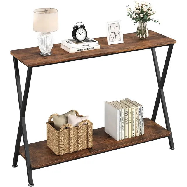 Billie & Loïs sidetable - Bijzettafel - Ruimtebesparend - Veelzijdig - Stijlvol - Moderne industriële uitstraling - 80 x 30 x 81 cm Bruin