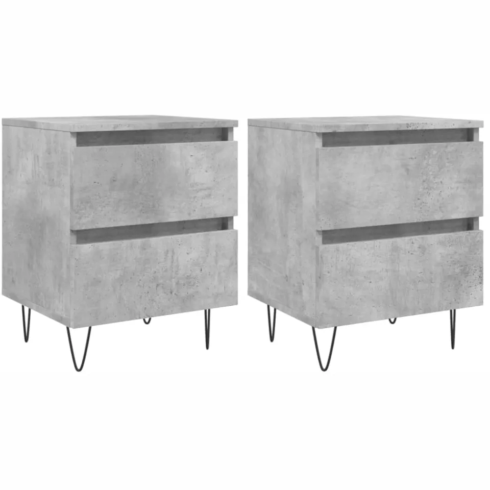 vidaXL Nachtkastjes 2 st 40x35x50 cm bewerkt hout betongrijs grijs