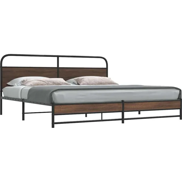 vidaXL Bedframe zonder matras metaal bruin eikenkleur 180x200 cm