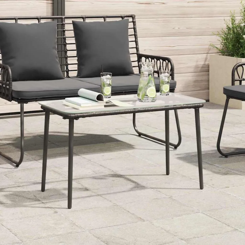 vidaXL Tuinstafel Zwart 80 x 40 x 45 cm poly rattan, foto 3