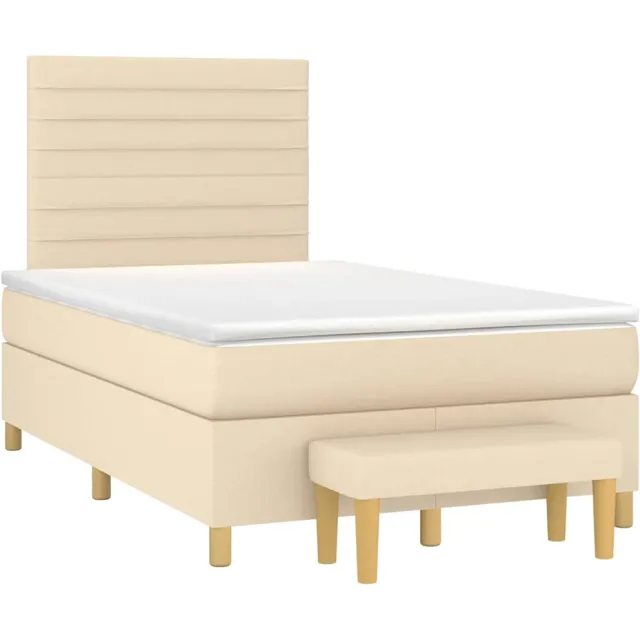 vidaXL Boxspring met matras stof crèmekleurig 120x190 cm