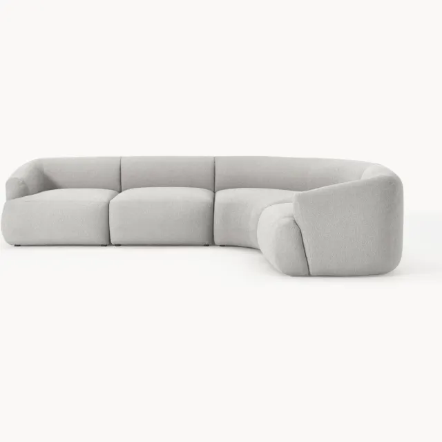 Westwing Collection Modulaire bouclé hoekbank Sofia (4-zits) Grijs