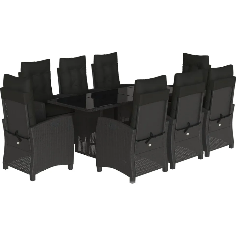 vidaXL 9-delige Tuinset poly rattan zwart, foto 3
