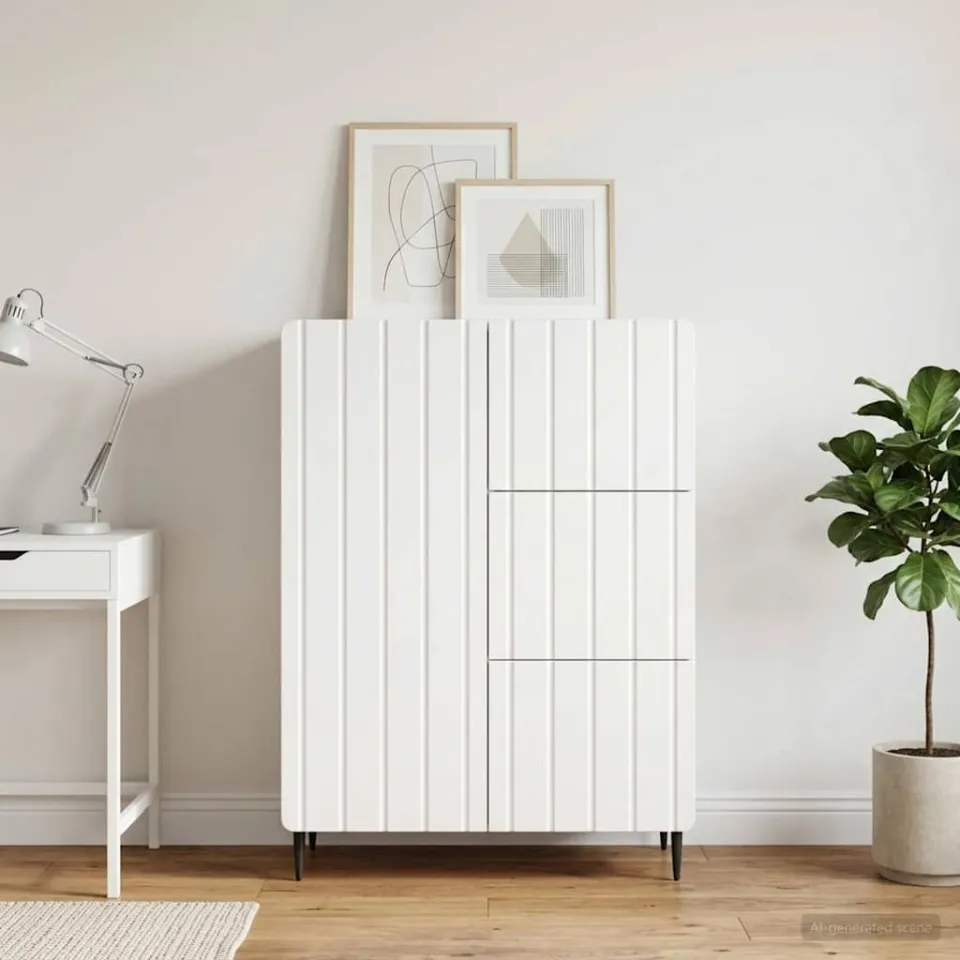 vidaXL Dressoir Hoogglans Wit 66 x 34,5 x 91,5 cm Bewerkt hout, foto 3
