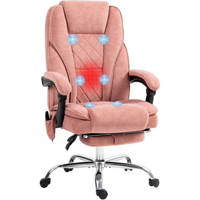 Lunpog Bureaustoel - Massagestoel - Ergonomische bureaustoel - Game stoel - met voetsteun, draaibaar, verplaatsbaar - Roze