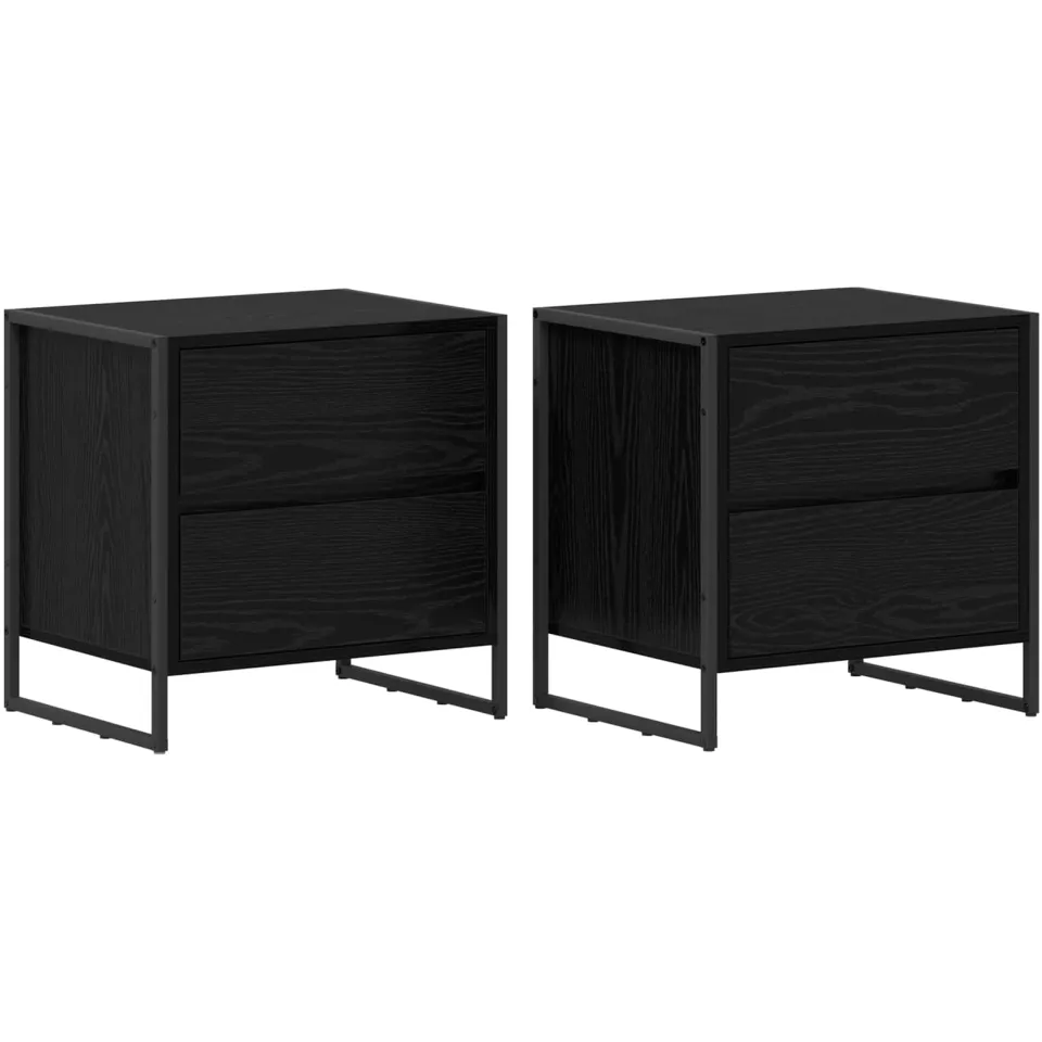 vidaXL Nachtkastje 2 st Zwart Eiken 50 x 39,5 x 50 cm Bewerkt hout, foto 3