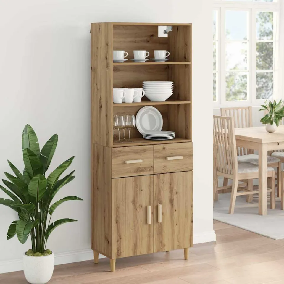 vidaXL Hoge kast Artisan Eiken 69,5 x 34 x 180 cm Bewerkt hout, foto 3