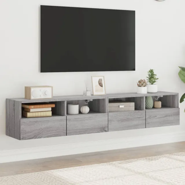 vidaXL Tv-wandmeubels 2 st 80x30x30 cm bewerkt hout grijs sonoma eiken, foto 2