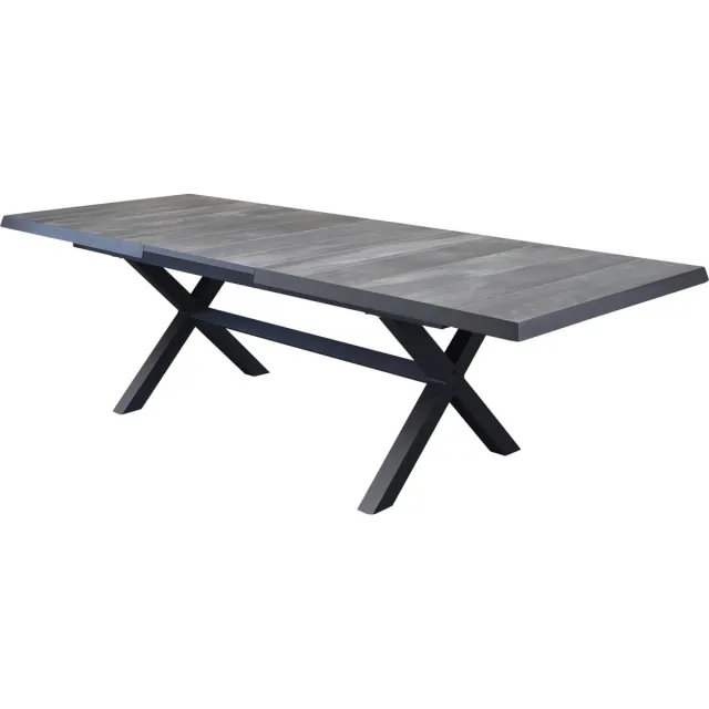 AVH-Collectie San Diego uitschuifbare dining tuintafel 204-264x100xH74 cm met kruispoot antraciet