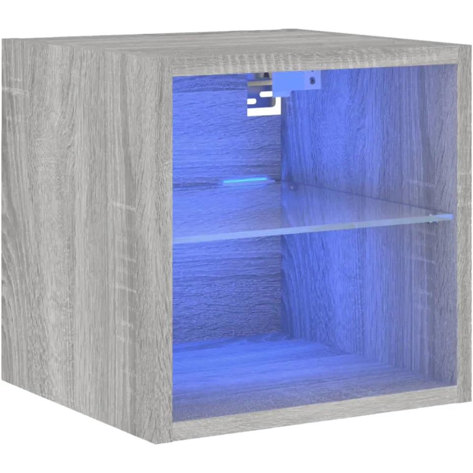 vidaXL Tv-wandmeubel met LED-verlichting 30x28,5x30 cm grijs sonoma, foto 3