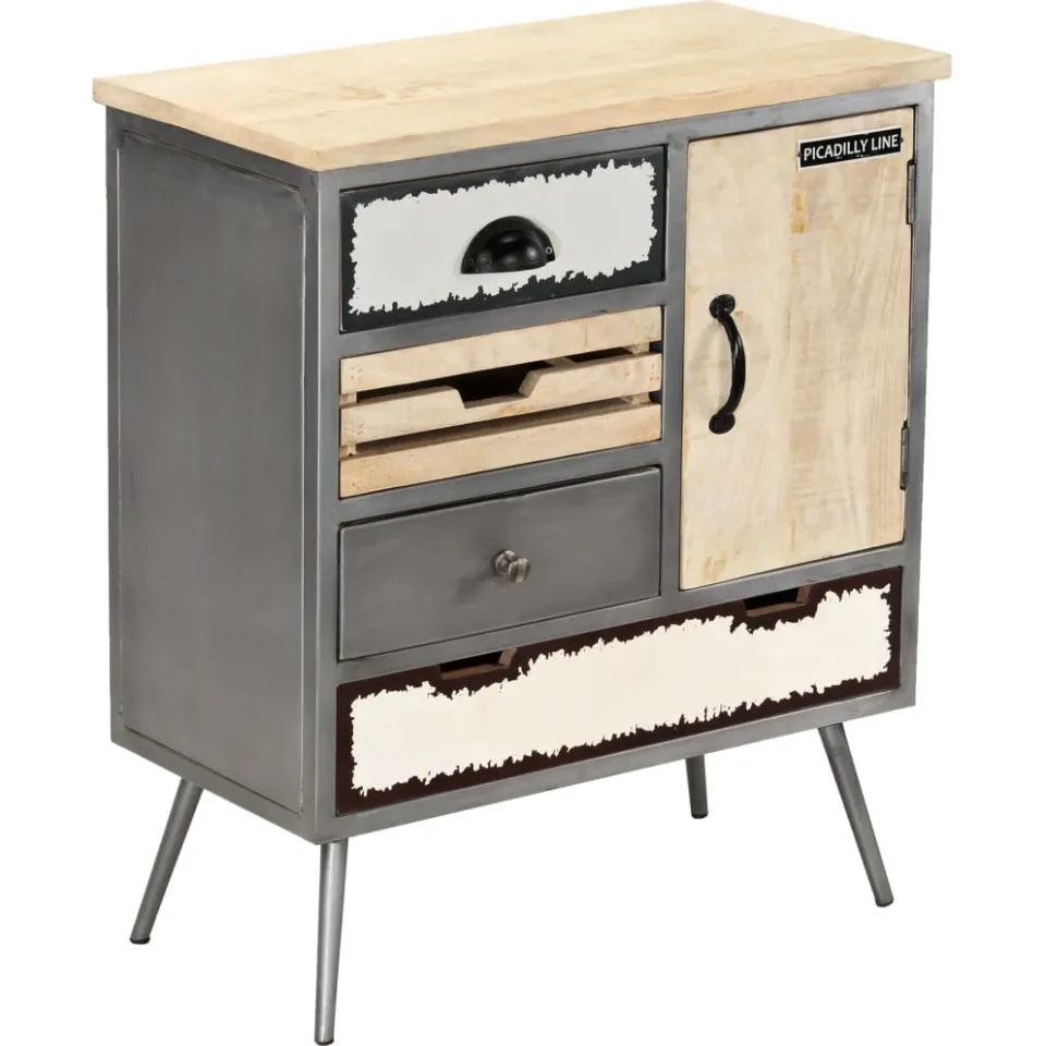vidaXL Dressoir 65x33x76 cm massief mangohout en staal, foto 4