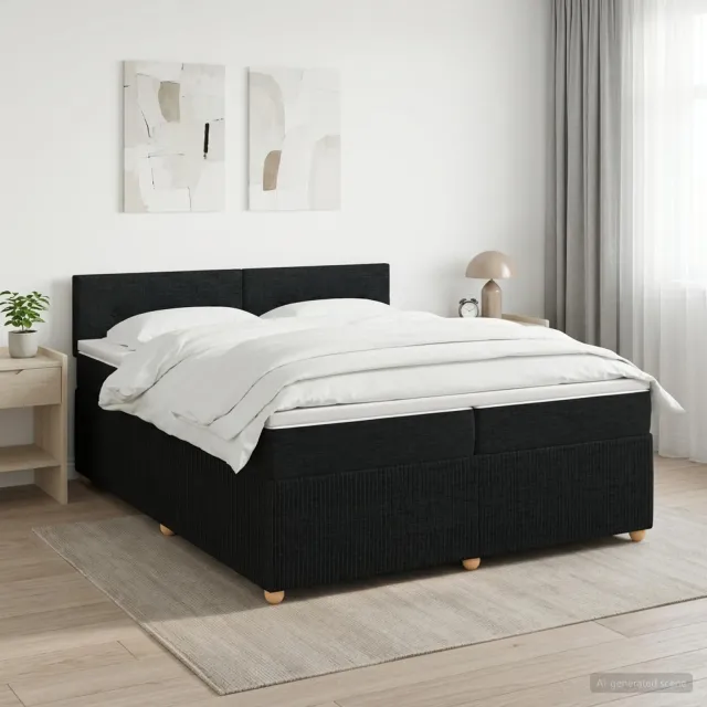 vidaXL Boxspringbed met matras met hoofdeinde Zwart 200 x 200 cm Stof