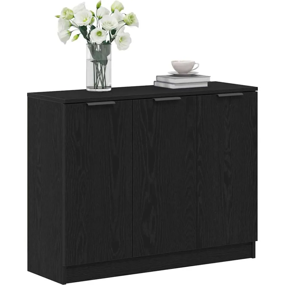 vidaXL Dressoir Zwart Eiken 90,5 x 30 x 70 cm Bewerkt hout