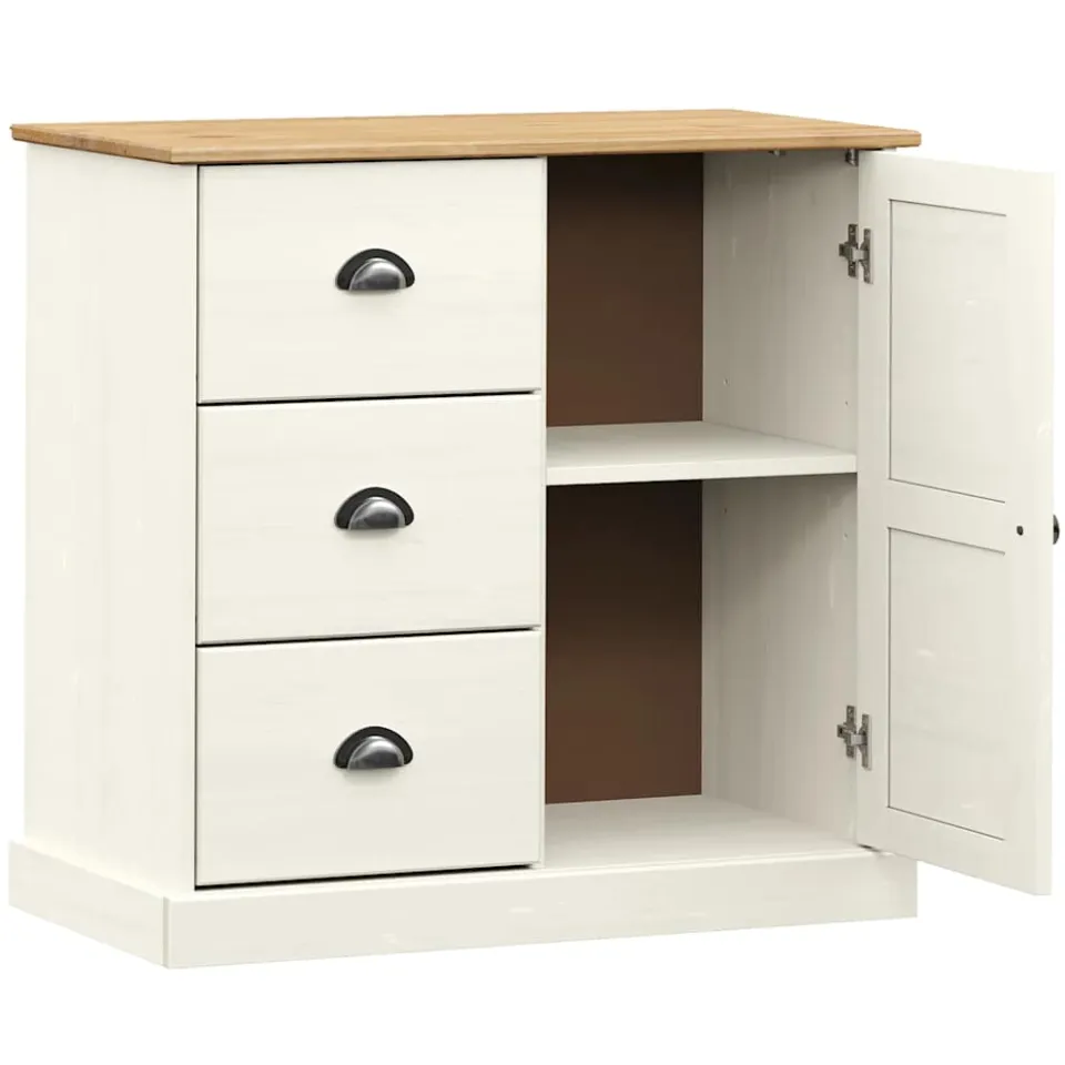 vidaXL Dressoir met lades VIGO 78x40x75 cm massief grenenhout wit
