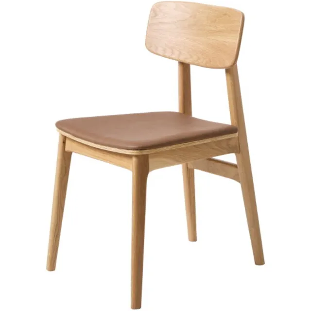 Meubelplaats Eetkamerstoel Livo eikenhout naturel - Tan - eetkamerstoelen set van 2