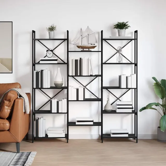 vidaXL Boekenkast 156 x 25 x 167 cm Bewerkt hout Zwart Eiken, foto 2