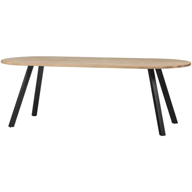 WOOOD Tablo Tafel Ovaal met Alkmaar Poot - Eiken/Metaal - 75x220x90