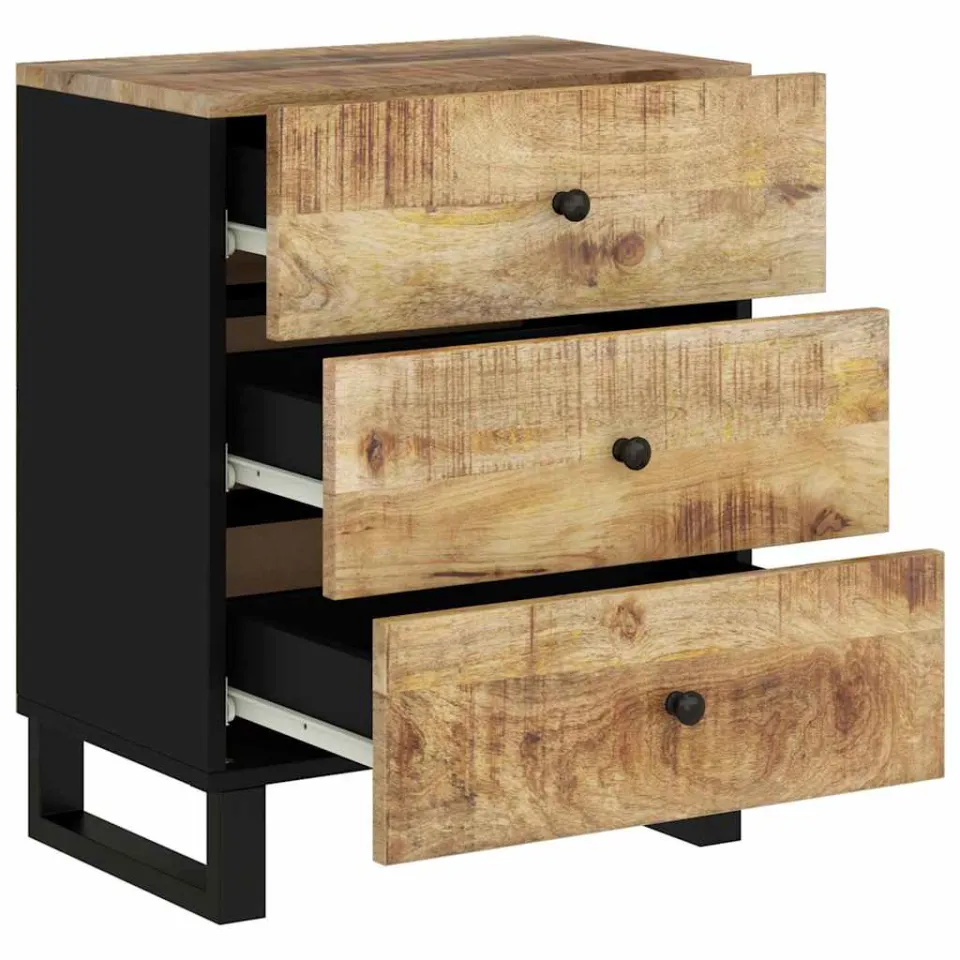 vidaXL Nachtkastje 50x33x62 cm massief mangohout en bewerkt hout bruin, foto 4
