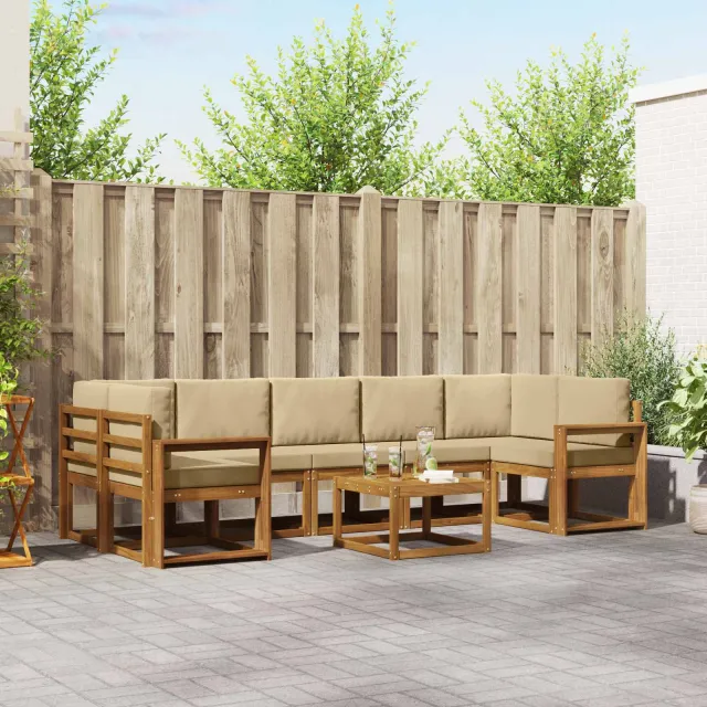vidaXL Buiten bankenset 8 st 7-zits Natuurlijk en Beige