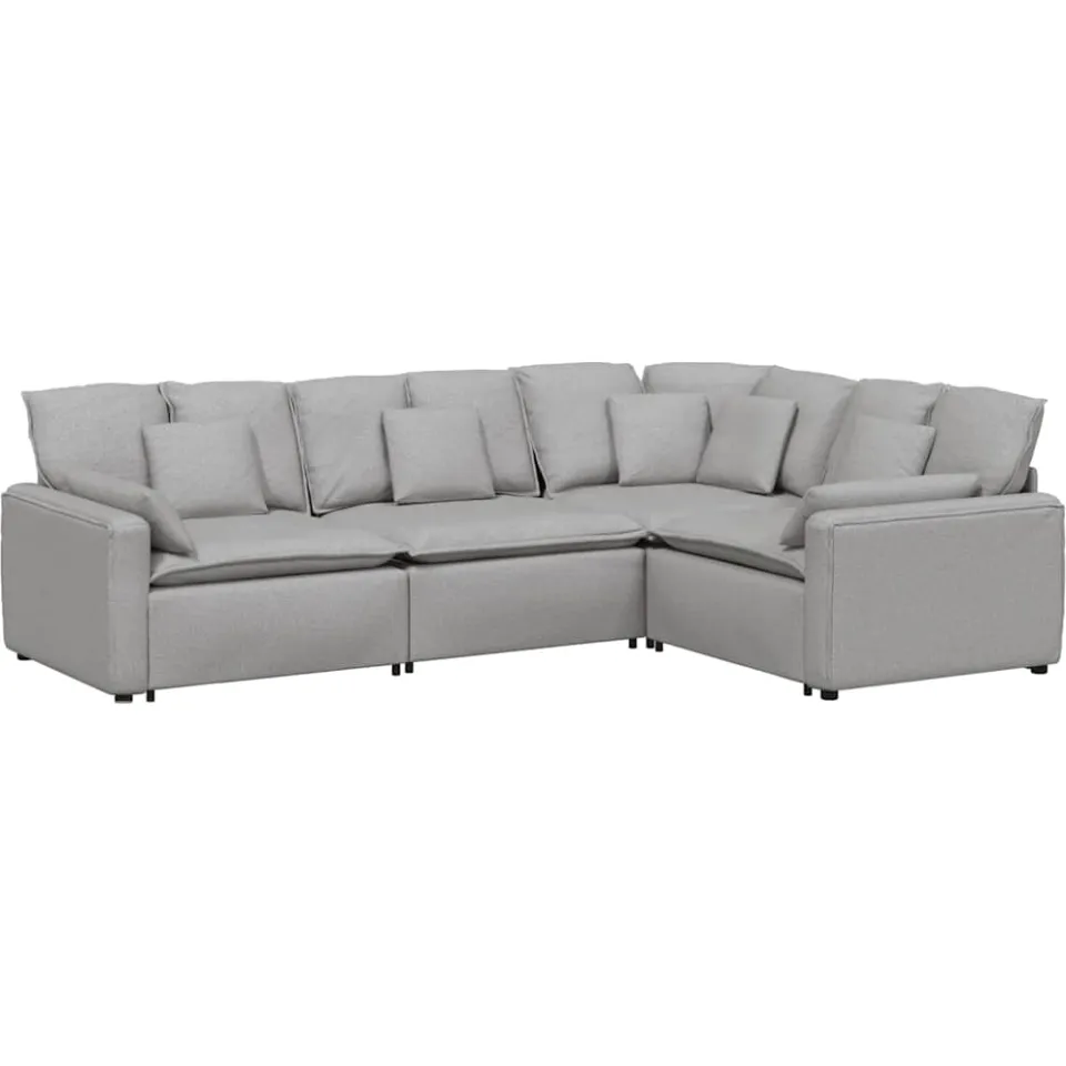 vidaXL Modulaire bank met kussens stof wolk grijs
