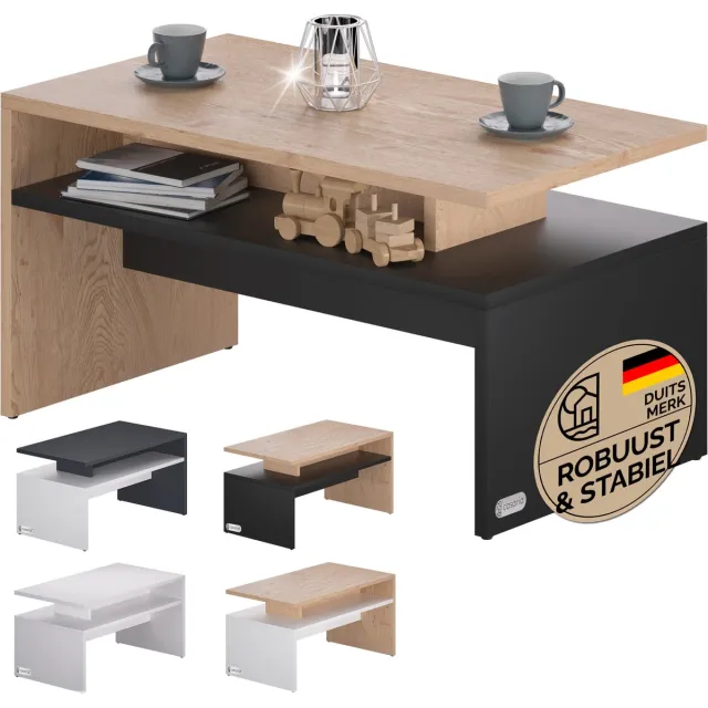 Casaria Salontafel – Opbervak 95x55x50cm Krasbestendig – Hout Antraciet