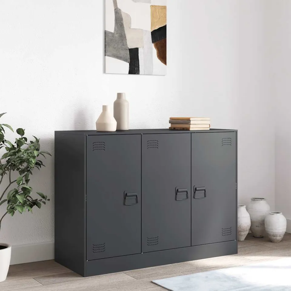 vidaXL Dressoir 99x39x73 cm staal antracietkleurig, foto 2