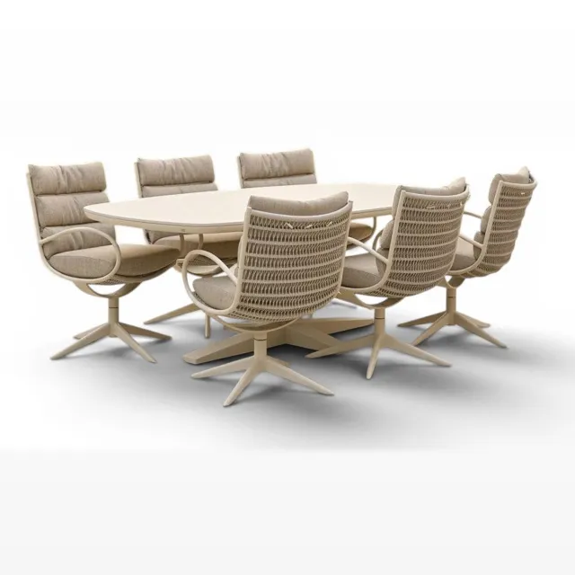 Apple Bee Zanzibar & Camp Bay Tuinset | 220 cm | 7-delig | 6 Personen | Oyster