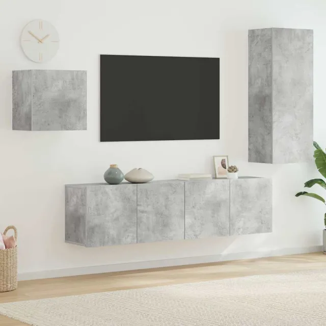 vidaXL 4-delige Tv-wandmeubelset bewerkt hout betongrijs grijs, foto 2