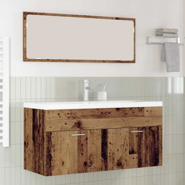 vidaXL Badkamerkast Oudhout 100 x 38,5 x 46 cm Bewerkt hout bruin, foto 2