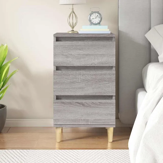 vidaXL Nachtkastje 40x35x70 cm bewerkt hout grijs sonoma eikenkleurig, foto 2