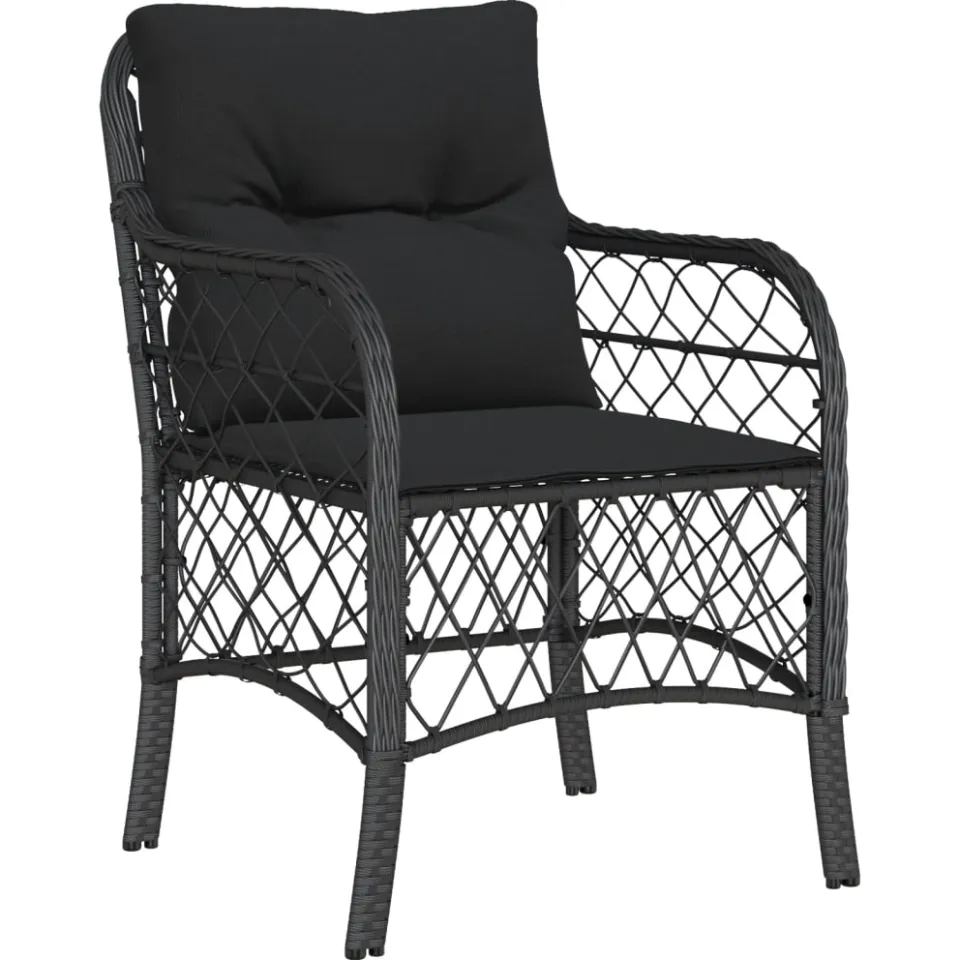 vidaXL 7-delige Tuinset met kussens poly rattan zwart