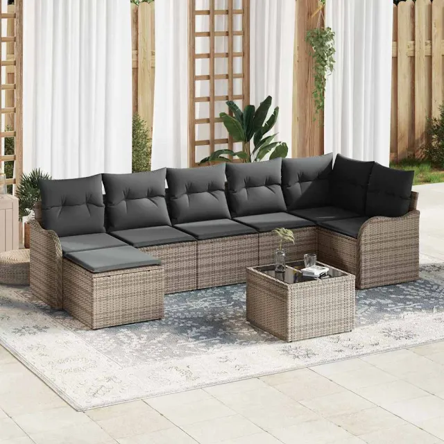 vidaXL Tuin Sofa Set 8 st Grijs [Synthetisch]: Poly Rattan