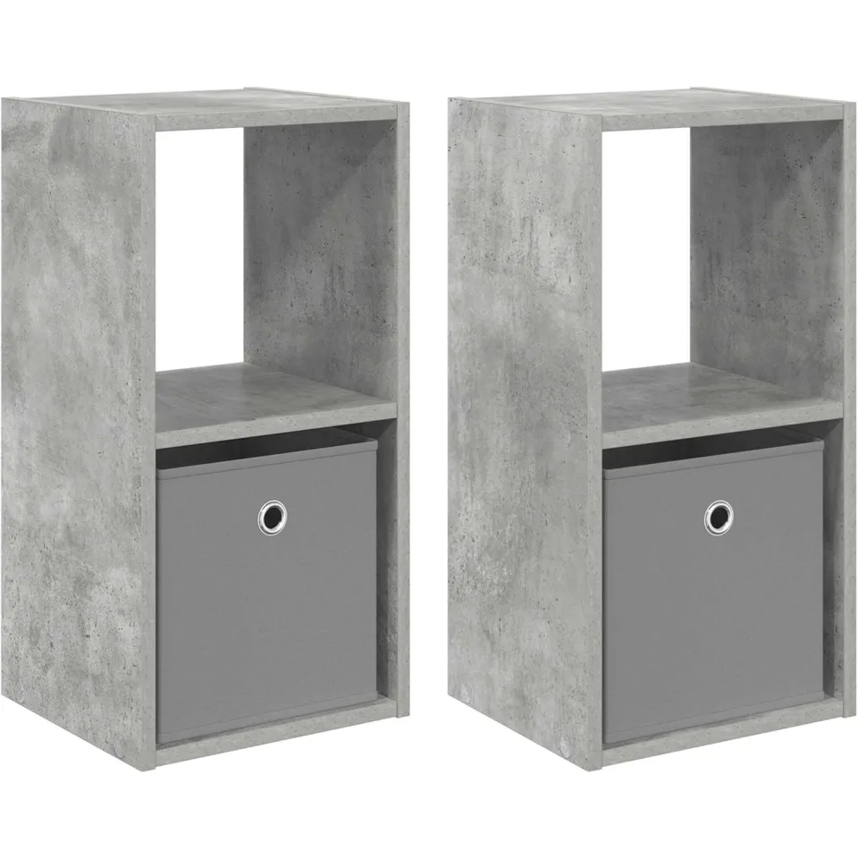vidaXL Nachtkastje 2 st Beton Grijs 30,5 x 27 x 59,5 cm Bewerkt hout