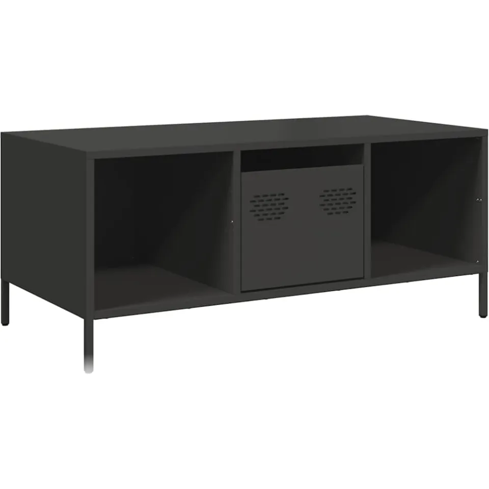 vidaXL Salontafel 101,5x50x43,5 cm koudgewalst staal zwart