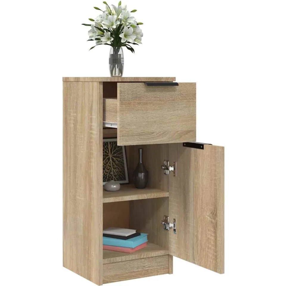 vidaXL Dressoirs 2 st 30x30x70 cm bewerkt hout sonoma eikenkleurig, foto 4