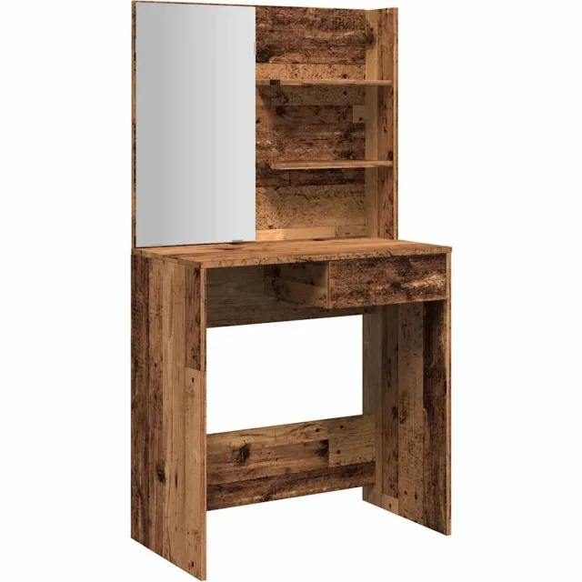 vidaXL Kaptafel - met - spiegel - 74,5x40x141 - cm - oud - houtkleurig oud hout