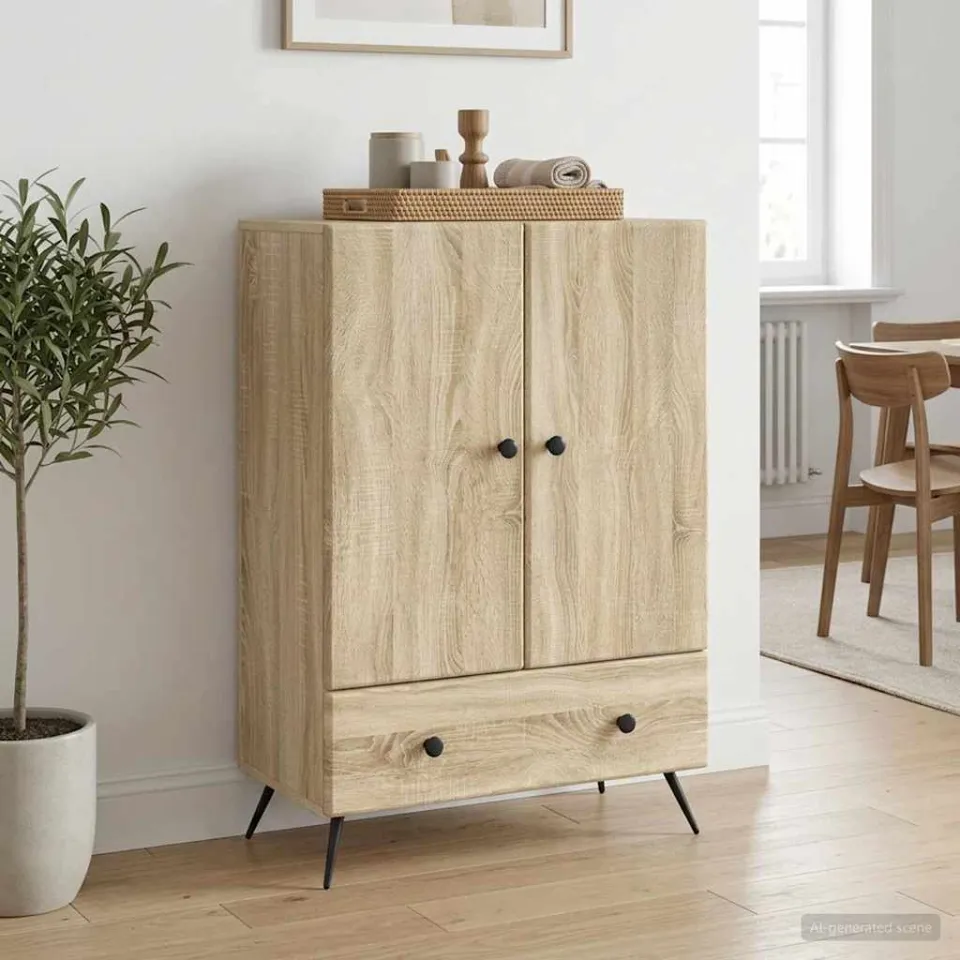 vidaXL Dressoir Sonoma Eiken 66 x 34,5 x 95 cm Bewerkt hout, foto 3