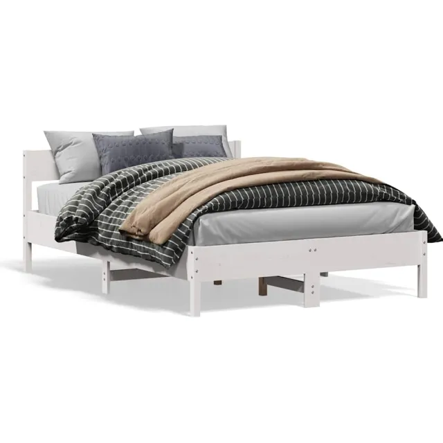 vidaXL Bedframe zonder matras massief grenenhout wit 150x200 cm