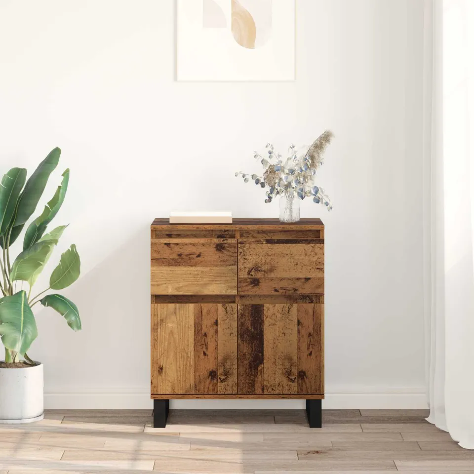 vidaXL Dressoir Oud Hout 60 x 35 x 70 cm Gemonteerd hout en ijzer bruin, foto 4