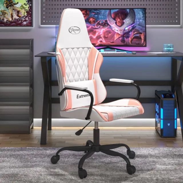 vidaXL Gamestoel - kunstleer - wit - en - roze wit en roze