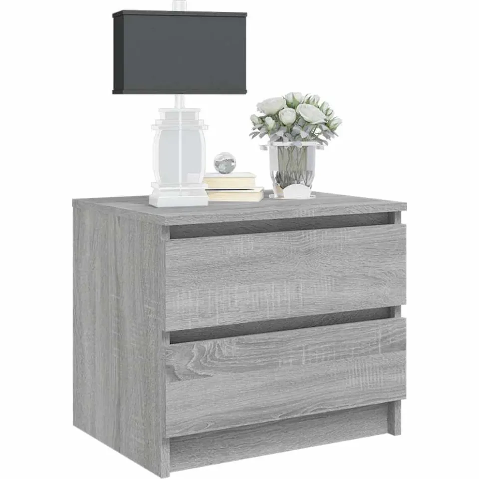vidaXL Nachtkastjes 2 st 50x39x43,5 cm bewerkt hout grijs sonoma eiken
