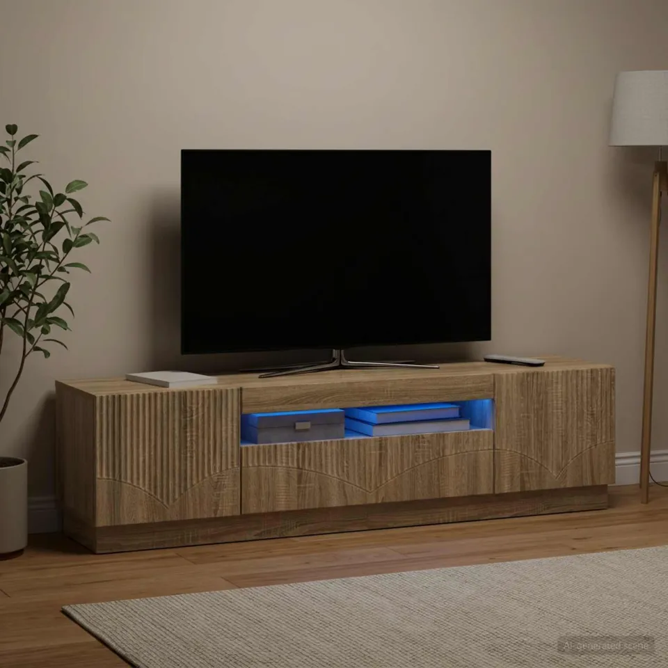 vidaXL LED tv-meubel Sonoma Eiken Bewerkt hout, foto 4