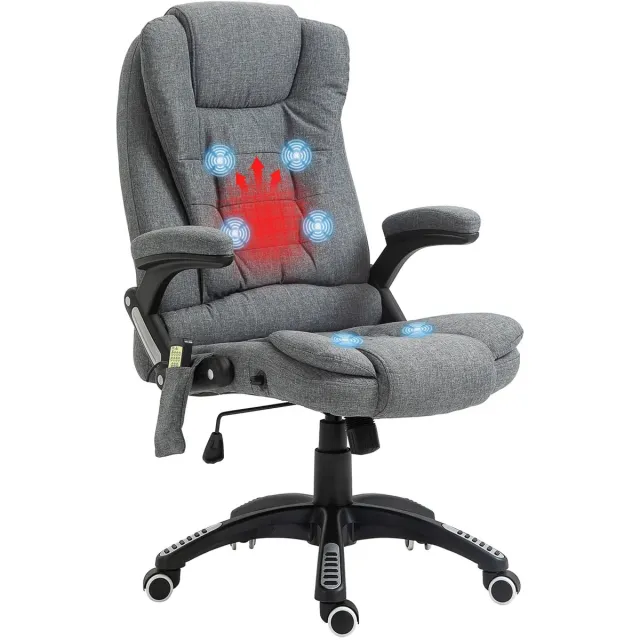 Corenia Massage Bureaustoel – Bureaustoel Met Massage – Massagestoel Office – Ergonomische Werkstoel – Bureaustoel Met Verwarming – 6 Massagepunten – Verstelbare Rugleuning Tot 130° - Grijs